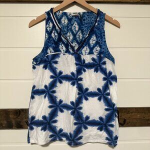 Akemi + Kin Anthropologie Blue Shibori Tie Dye Tank Top Small